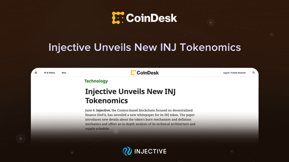 (CoinDesk) Injective Unveils New INJ Tokenomics