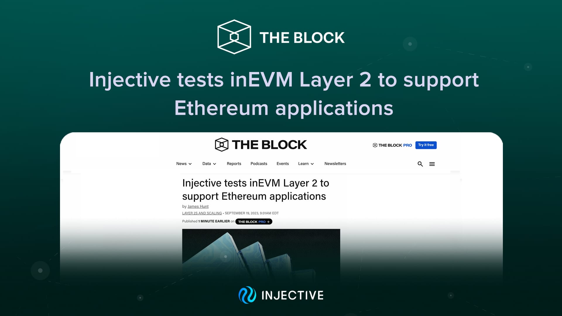(The Block) Injective tests inEVM Layer 2 to support Ethereum applications