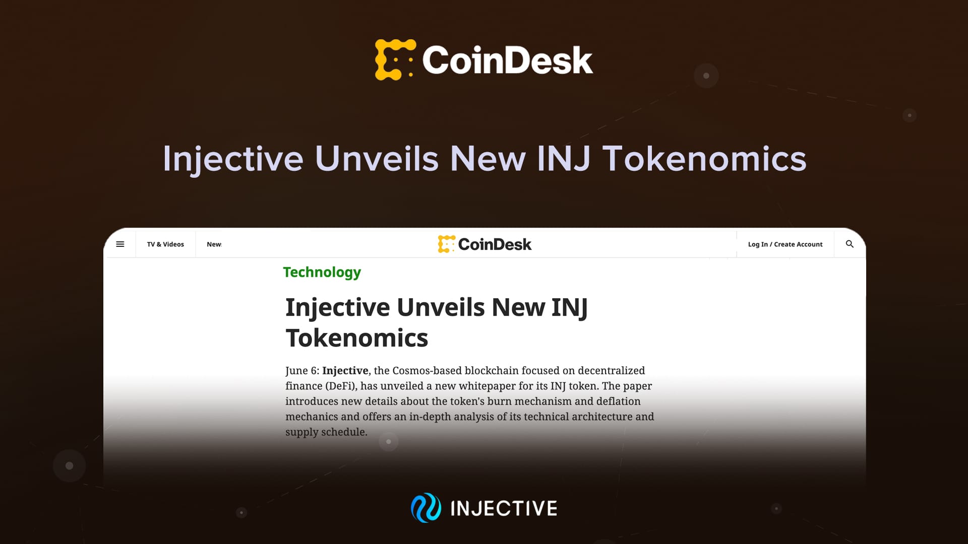 (CoinDesk) Injective Unveils New INJ Tokenomics